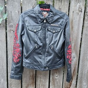 Harley-Davidson Women's Leather Studded Motorcycle Jacket Size S
